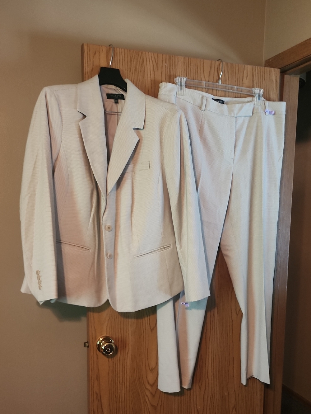Talbots Light Cream Two-Piece Suit Jacket & Trousers